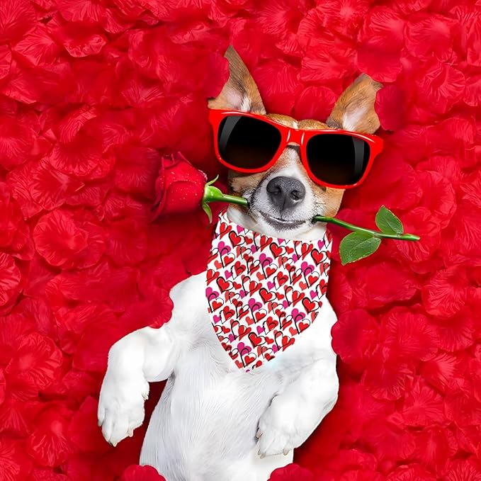 Valentines Dog Bandana Reversible Triangle Bibs Scarf Mother's Day Bandanas for Medium Large Dogs