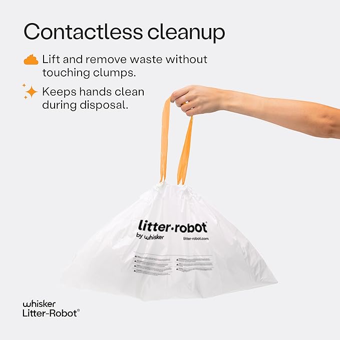 Litter-Robot Waste Drawer Liners by Whisker, 25 Pack - Litter Box Liners, Custom Fit for Litter-Robot, 9-11 Gallons of Capacity, Quick to Install and Easy to Empty