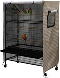 Ymiko Birdcage Cover Universal Windproof Cage Cover with Side Window Light Blocking for Large Bird Cages Hamster Cages Cat Cages Dog Cages (Brown)