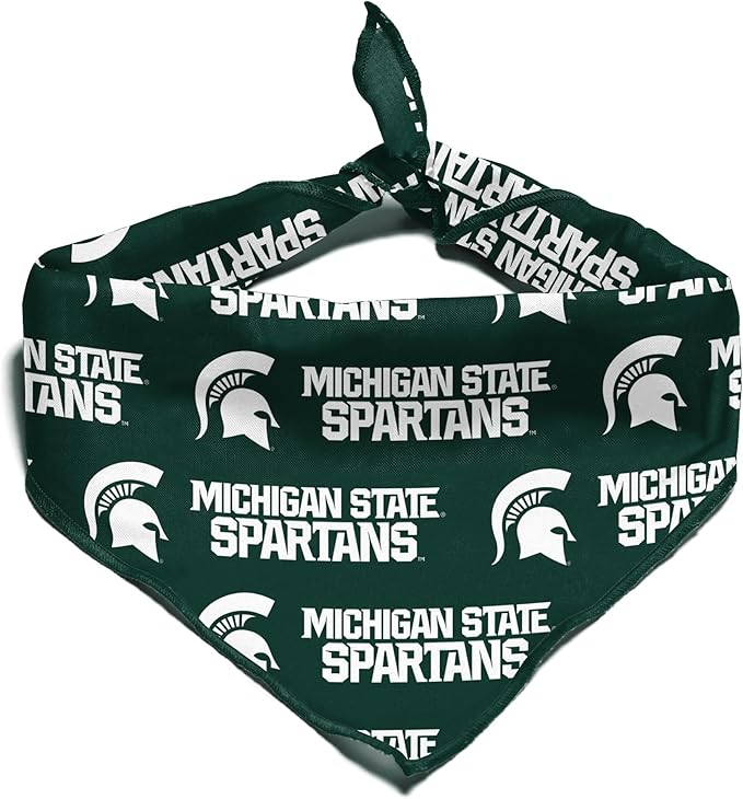 Michigan State Spartans Officially Licensed Bandana for Dogs and Cats | Fits Pets Great Gift Idea | Easy-to-Tie (Small, 13")