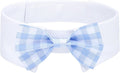 Segarty Dog Bow Tie for Neck Girth 12.6-15.7in, Adjustable Light Blue Plaid Bowtie Collar, Large Pet Necktie Tuxedo Comfortable Cotton Boy Pets Grooming Accessory Formal Wedding Holiday Birthday Party