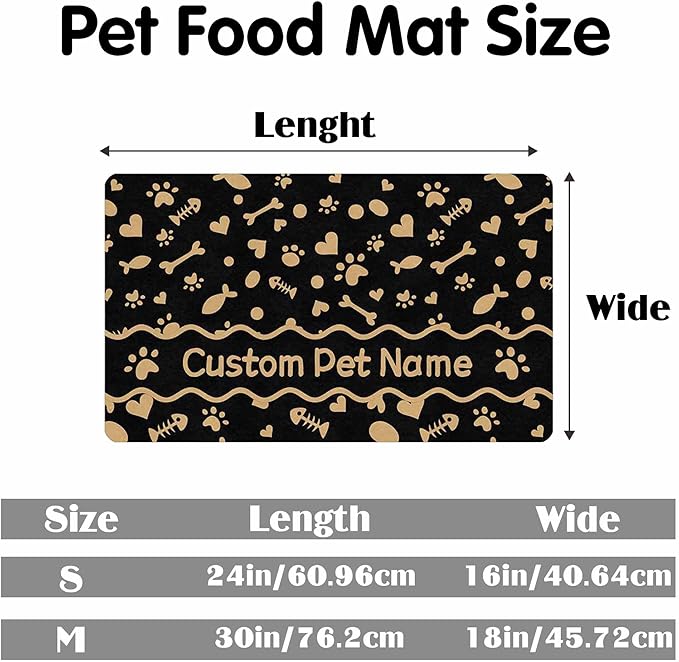 Personalized Dog Cat Mat with Name Photo Custom Placemat Feeding Mats for Food and Water Customized Non-Slip Waterproof Doormat for Bowls Outdoor Indoor Floors Customized Mat Gifts for Pet Owner
