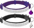 EXPAWLORER Soft Velvet Safe Cat Collars for Girl Cats - Rhinestones Bling Diamante Adjustable Collars Breakaway- Chirstmas Cat Clollar Gifts with Bells for Boy Cats Kitty and Small Dogs