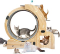 Cat Running Wheel,Cat Treadmill for Indoor Cats,Exercise Wheel Wood Climbing Frame,55''Oversized Roller Indoor Activity Center,Large (6-in-1)
