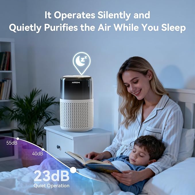 AIRROMI HEPA Air Purifier for Bedroom&Home,Pet Air Purifier for Home Pets,Removes Pet Odor,Cat Litter Smell,Dust,Smoke&Allergies,Quiet Room Air Purifier with Scents,360°Air Cleaner,A2005 White