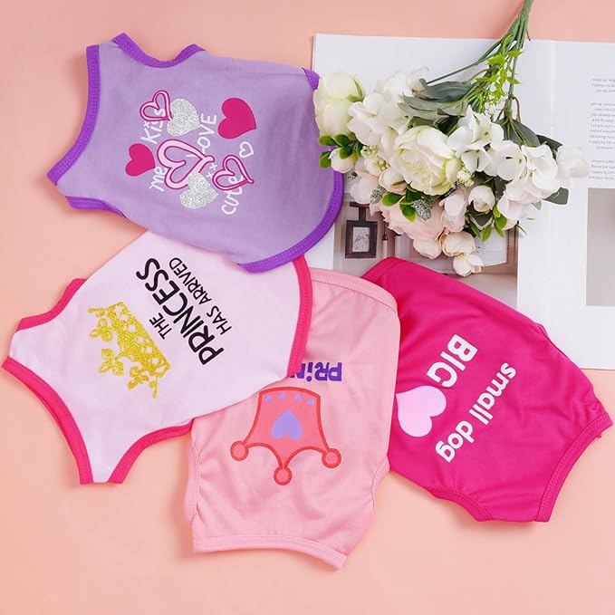 4 Pack Dog Shirts Summer Printed Puppy Clothes Cute Sleeveless Pet T Shirts Dog Clothes for Small Medium Dogs Cats Girl(L)
