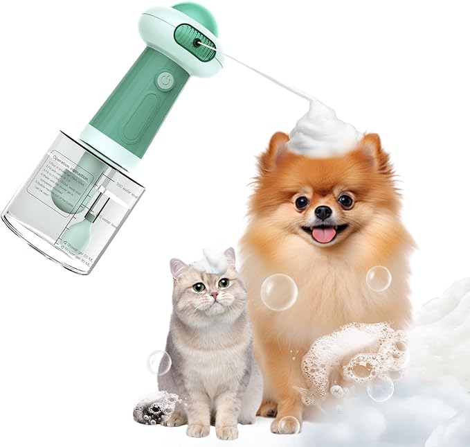 Electric Dog Shampoo Dispenser & Foam Machine - Automatic Pet Bath Soap Dispenser with Magnetic Charging, Waterproof Dog Shower Frother for Dogs, Cats, Puppies (Green)