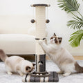 34inches Cat Scratching Post Sisal Cat Scratcher with Cat Ball Track Toy Heavy Duty and Thicker Large Diameter Natural for Adult Cats and Kitty Protect Your Furniture（Grey）