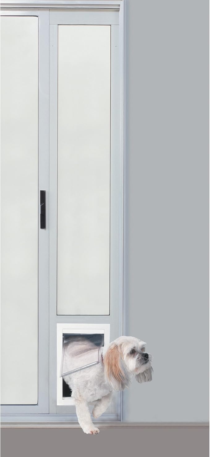 Ideal Pet Products Aluminum Pet Patio Door, Adjustable Height 77-5/8" to 80-3/8", 7" x 11-1/4" Flap Size, White