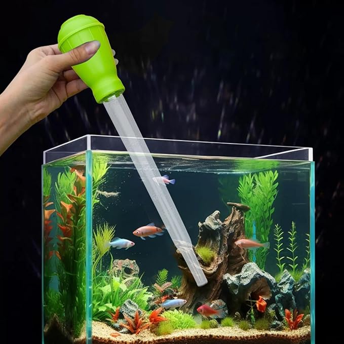 Manual Water Changer Fish Tank Cleaner Coral Feeder Universal Lightweight Maintenance Aquarium Cleaning Tool Waste Remover, Green