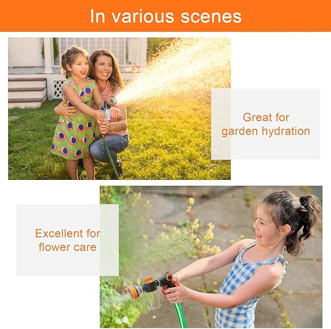 Dog Wash Hose Attachment, 8 in 1 Garden Hose Nozzle Sprayer with 4 extra connectors, Adopted in Watering Flowers, Car Wash, Dog and Horse Showering