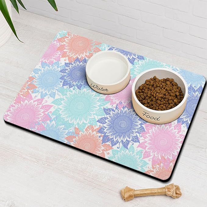 Pet Feeding Mat for Floors Waterproof Dog Mat for Food and Water Absorbent Quick Dry Non Slip mat for Cat Bowls