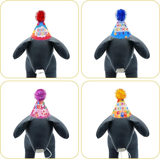 6pcs/Pack Dog Birthday Hats Party Hats for Large XL XXL Dog Boy Girl Birthday Costume Accessories