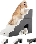 Dog Stairs for High Beds with Tunnel, 5-Step Dog Steps for Small Dogs and Cats, Foldable Pet Stairs for High Bed Climbing, Non-Slip Balanced Pet Step Indoor, Beige