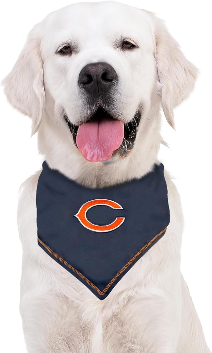 NFL Chicago Bears TIE Bandana, Small/Medium. Dog Bandana Scarf Bib for Pet Cat Dog. The Ultimate Game-Day, Party Bandana
