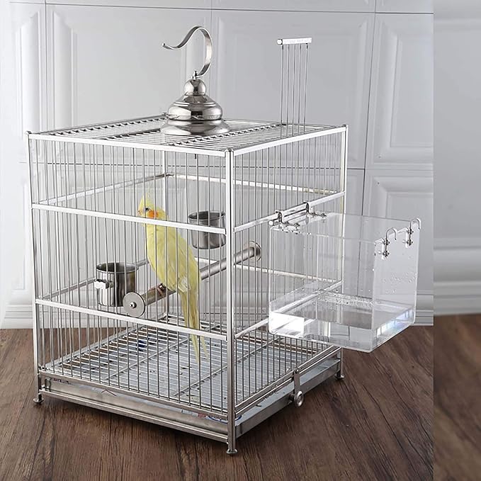 Hanging Bird Bath Cube Bird Bathtub Bath Shower Box Bowl Cage Accessory for Bird Canary Budgerigar Parrots Crested Myna Cockatiel, Big
