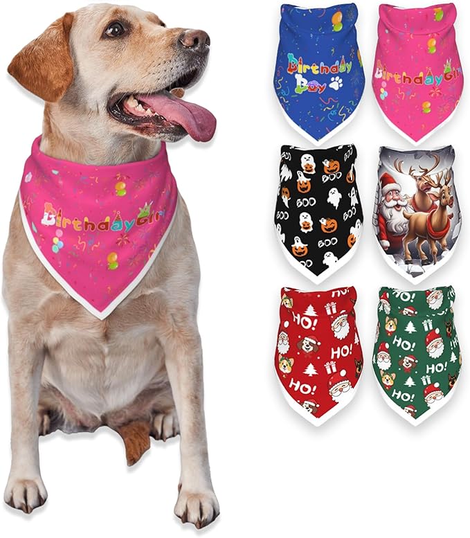 Birthday Dog Bandanas Girl,Pink Reflective Dogs Scarfs for Birthday Party Decorations Supplies for Dogs Pet Accessories,Cat Dogs Triangle Pet Scarves for Large Dogs Outfit,L