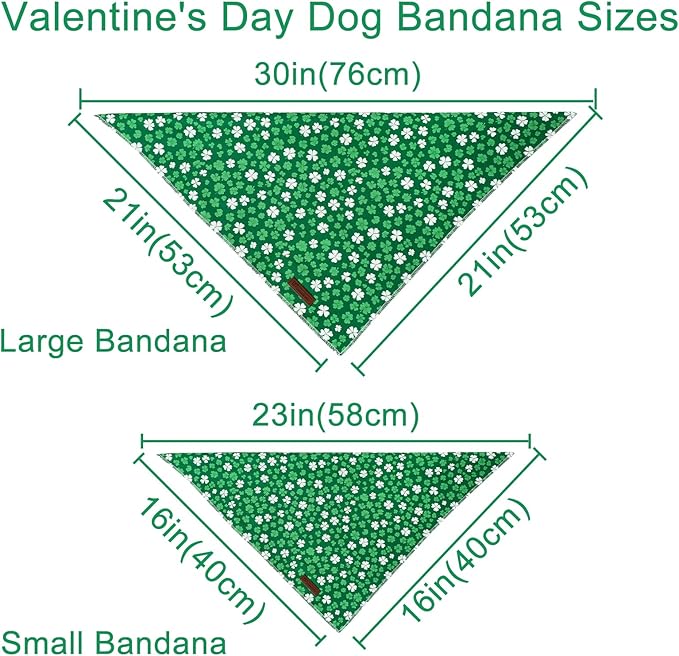 St. Patrick's Dog Bandana, UP URARA PUP Shamrock Triangle Bid Scarf for Medium Large Dogs, Cotton Kerchief for Girl Boy Puppies, Cute Spring Green Bandana,S