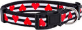 Native Pup Valentine’s Dog Collar- Valentines Day Pet Collars- Valentine Girly Hearts- Pink Red Heart- Cute Boy Girl Puppy Gift- Adjustable for Small, Medium, Large Breeds (Striped Hearts, Small)