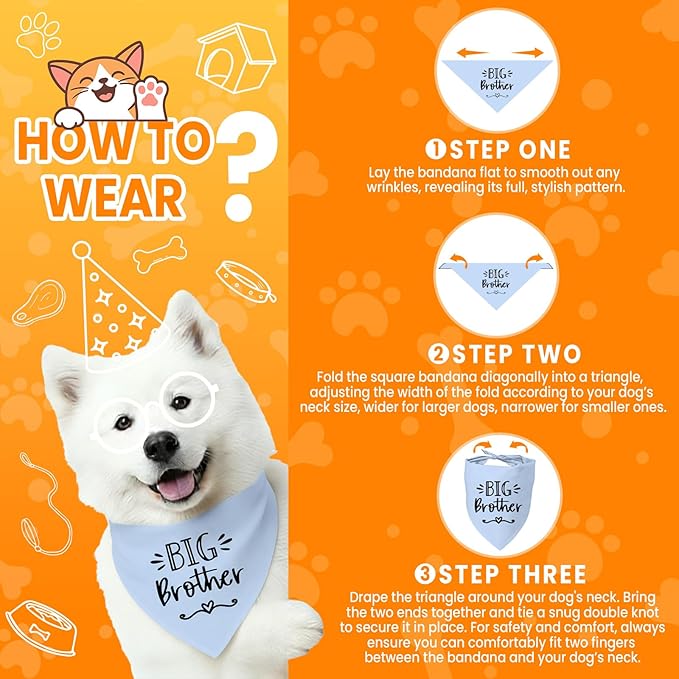 Big Sister&Baby Security in Training Dog Bandana, Dog Bandanas for Dogs Pet Accessories for Dogs Lovers Pregnancy Reveal Ideas, Soft Triangle Scarf for Small Medium Large Dogs (Big Brother Blue)