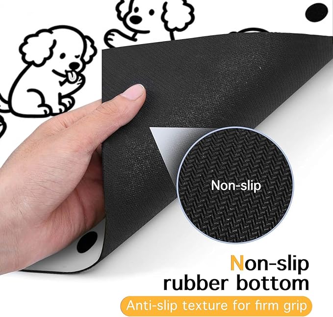 Puppy Pattern Pet Feeding Mat 24x16 Inch Polka Dot Pet Feeding Area Mat Pet Food Mat Pet Mats for Food and Water Dog Mat for Food and Water Indoor Feeding Corner Kitchen Floor Decor