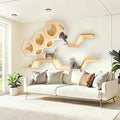 Cat Wall Shelves and Furniture Set with 3 Hexagon Shelves and 4 Z-Shaped Jump Platform (E)