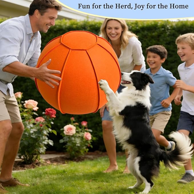Herding Ball for Dogs, Dual Layered Herding Dog Ball Set for Australian Shepherd, Cattle, Collie, for Dog, Agility Equipment- Free Training Book (Orange, 24 inch)