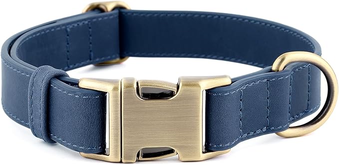 Plutus Pet Genuine Leather Dog Collar – Adjustable Pet Collar with Quick Release Metal Buckle, Soft Real Leather for Small Medium Large Dogs, Heavy Duty & Skin-Friendly (Royal Blue, M)
