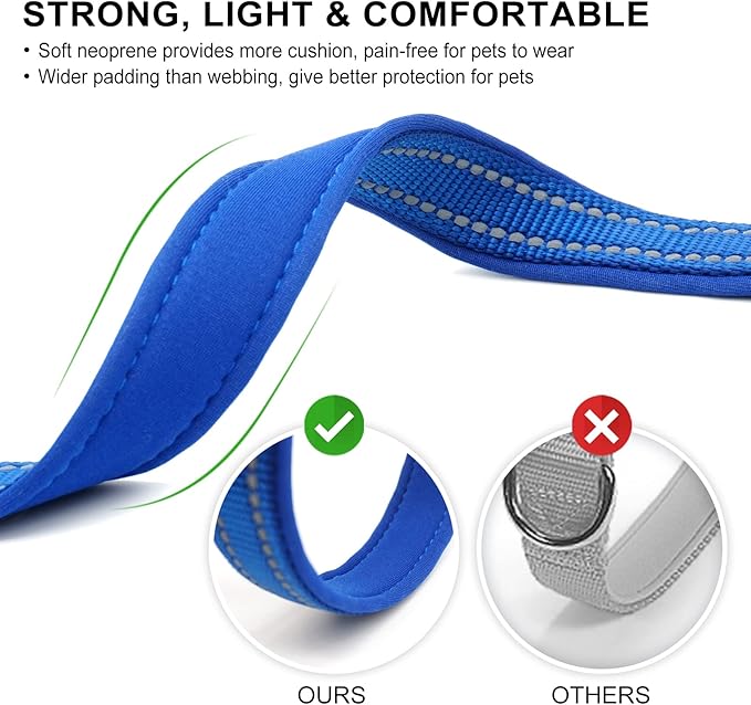 azuza Reflective Dog Collar with Airtag Holder, Soft Neoprene Padded Pet Collar with ID Tag Ring, Adjustable for Small Dogs,Royal Blue,S