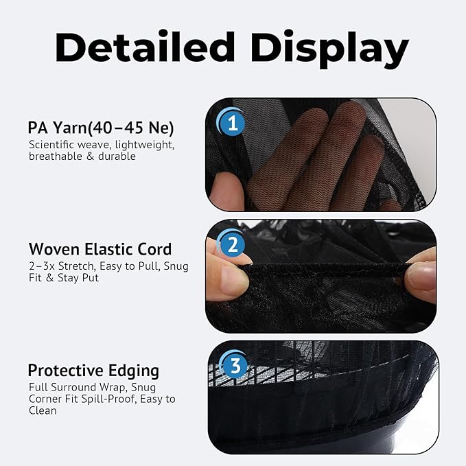 2 Pcs Bird Cage Seed Catcher, Adjustable Bird Cage Net Cover, Reusable Soft Nylon Cover for Parrot Enclosures (Black)