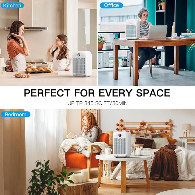 Air Purifiers for Home Bedroom Up to 908 Sq Ft Each One by 10W Brushless DC Motor, Dual Air Intakes, 3-in-1 HEPA Filter with Sleep Mode, Aromatherapy, for Smoke, Pet Dander, Pollutants Odor, 2 PACK