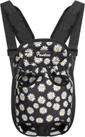 Pawaboo Pet Carrier Backpack, Adjustable Pet Front Cat Dog Carrier Backpack Travel Bag, Legs Out, Easy-Fit for Traveling Hiking Camping for Small Medium Dogs Cats Puppies, Small, Black Daisy
