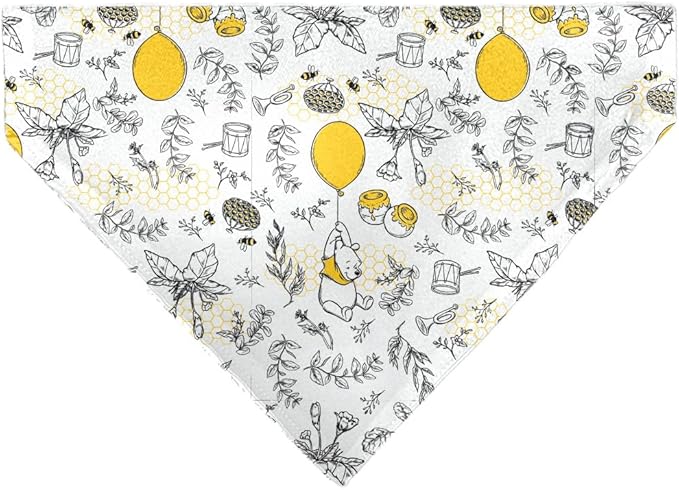 Disney Pet Bandana Winnie The Pooh Balloon Pose and Foliage Collage Slip On Collar Bandana Only