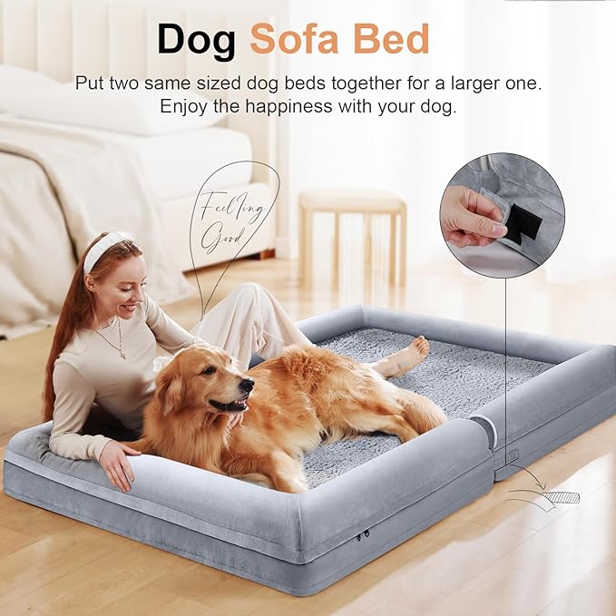 Large Dog Bed Orthopedic Washable: Beds Bolster XL Bed Big XLarge Dogs Memory Foam Couch Sofa Waterproof with Removable Cover