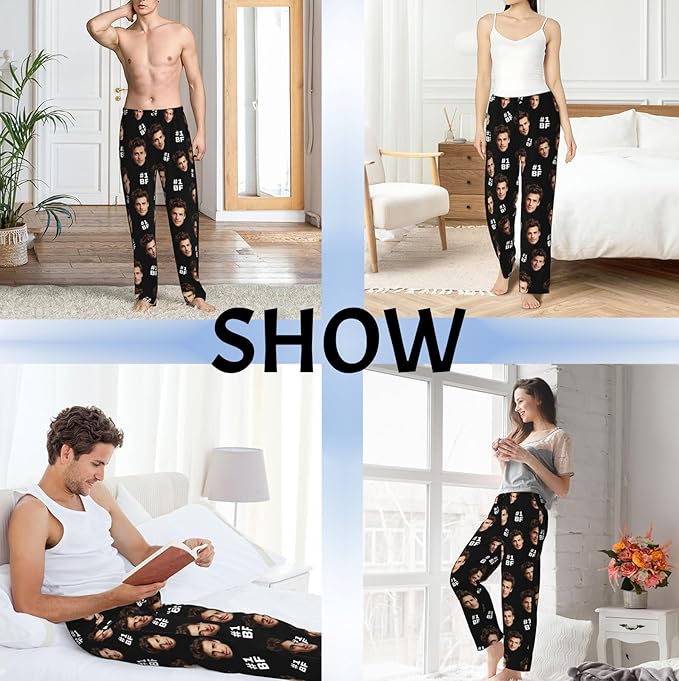 Custom Pajama Pants with Face customized PJ Pants Christmas Valentine gifts for Men Women