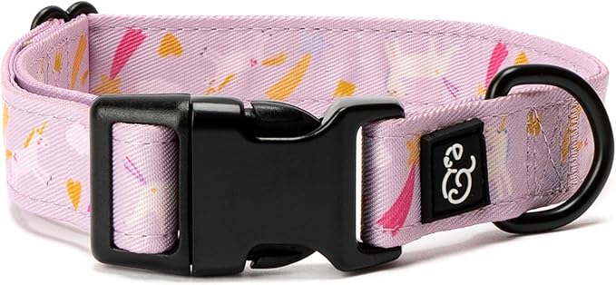 Lucy & Co. Unicorn Magic Dog Collar - Durable Lightweight Designer Collar for Pets - Adjustable Metal Safety Buckle (Small, Purple & Pink Unicorns)