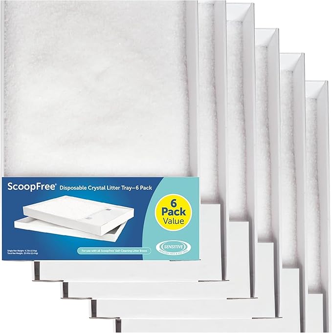 PetSafe ScoopFree Disposable Crystal Cat Litter Tray - Easy Cleaning Box - Refill Tray for Automatic Litter Box - Fragrance Free - 4.3 lb Bags - 6 Pack