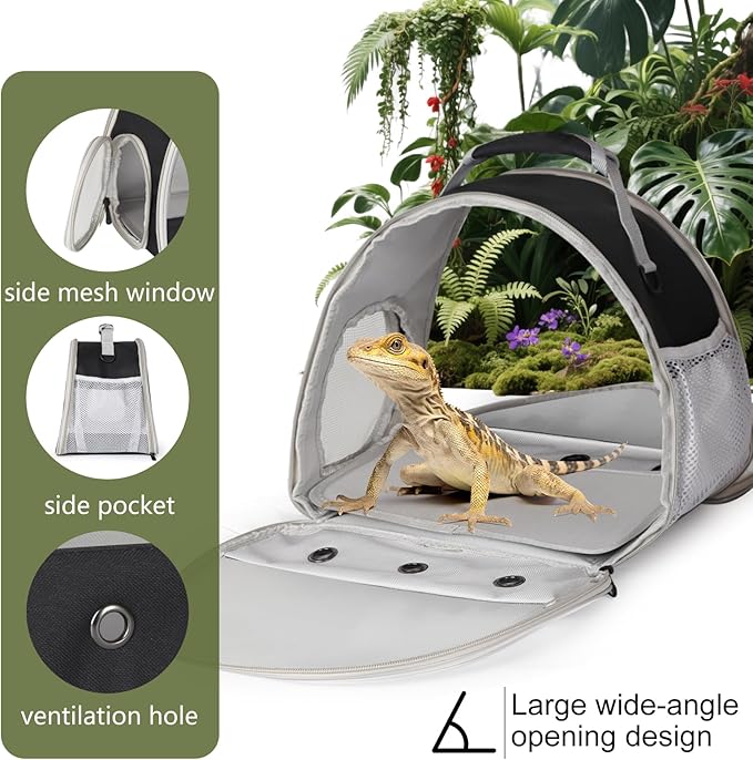 Ventilation Carrier for Bearded Dragon,Guinea Pig Carrier,Guinea Pig Carrier for 2,Reptile Travel Carrier for Lizards Sugar Glider Hedgehog Rat Parrot Birds,Airline Approved Black