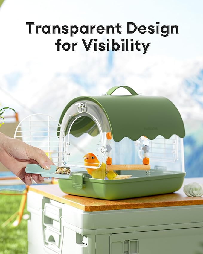 BUCATSTATE Bird Carrier Backpack with Shade Cover, Travel Bird Cage Bag Lightweight, Visible Window for Parrots, Small Cockatiels, Budgie and Other Similar Size Birds