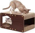 EHEYCIGA Cardboard Cat Scratcher House, 20-Inch Corrugated Cat Scratcher for Indoor Cats, Large Scratching Board Pad, Dark Brown