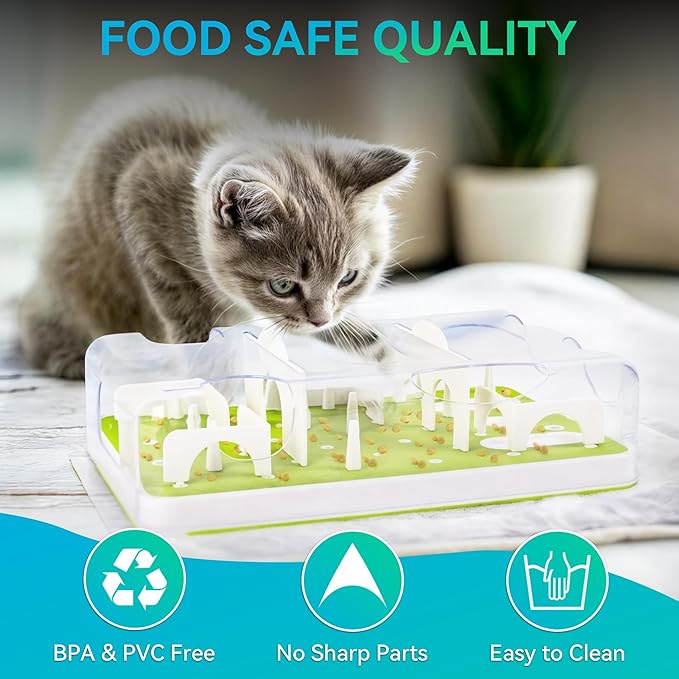 ALL FOR PAWS Interactive Cat Puzzle Feeder & Slow Feed Toy – Mental Stimulation Treat Dispenser Maze for Indoor Cats, Enrichment & Cat Food Toy