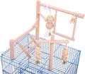 QBLEEV Bird Cage Play Stand Toy Set-Birdcage Wood Stands Hanging Chew Toys Ladder Swing Parrot Perch Play Gym Playground Accessories Activity Center for Conure, Parakeets, Budgie, Cockatiels,Lovebirds