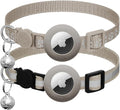 2 Pack Airtag Cat Collar Breakaway with Bell,Reflective Kitten Collar with Apple Airtag Cat Collar Holder,Adjustable 7-12In,Safety Buckle for Girl Boy Cats,Pet Supplies,Accessories,Gifts (Gray)