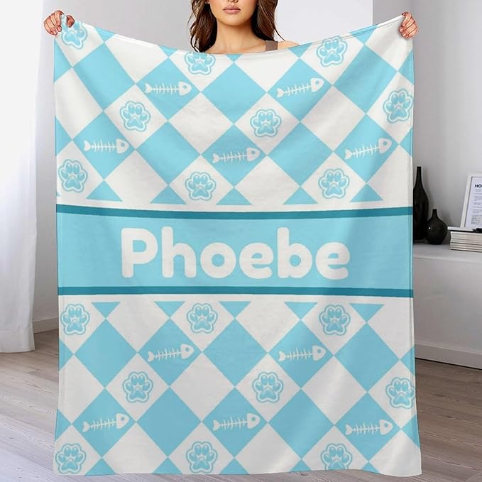 Personalized Paw Print Dog Blanket with Pet Name Face-Custom Puppy Blankets with Picture for Dogs-Customized Dog Memorial Throw Fleece Blanket-Loss of Pets Supplies Sympathy Gift for Bed Sofa Travel