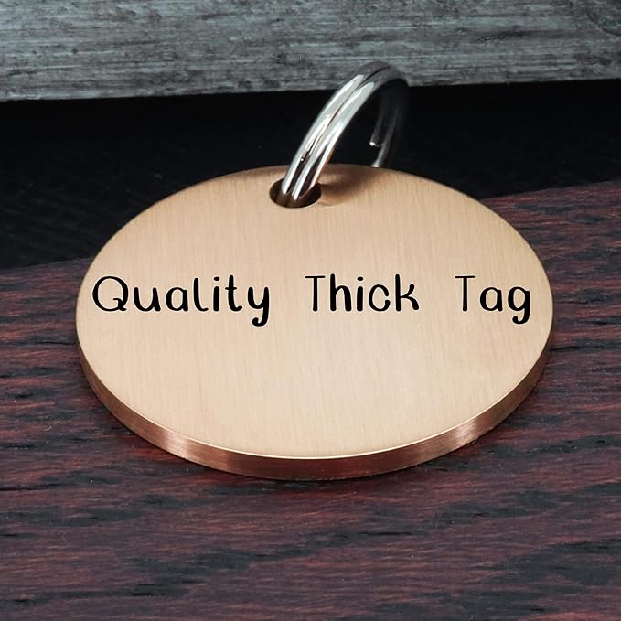 Ultra Joys Stainless Steel Pet ID Tag Dog Name Tags Personalized Front and Back Engraving, Customized Dog Tags and Cat Tags, Optional Engraved on Both Sides, Round Tag Vine Design, Rose Small