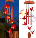 Cardinal Solar Wind Chimes Outdoor, Cardinal Bird Wind Chime Light with 4 Red Metal Tube, Cardinal Gifts for Women Mom Grandma, Birthday Gifts Memorial Sympathy Gift