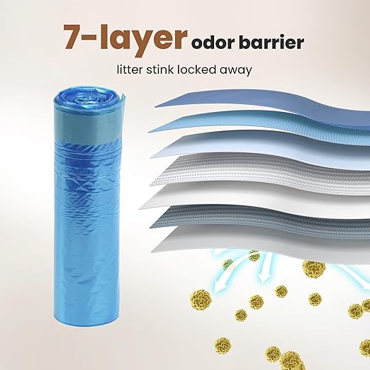 GKJ Cat Litter Box Waste Disposal System for Odor Control Cat Litter Trash Can | Includes 1 roll of 16 Easy Tear-Off Bags | Diaper Trash Can