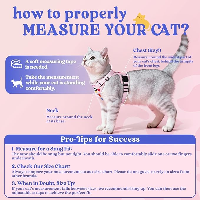 rabbitgoo Cat Harness and Leash for Walking, Escape Proof Soft Adjustable Vest Harnesses for Cats, Easy Control Breathable Reflective Strips Jacket, Purrty Pink, S
