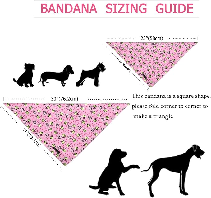 ARING PET Bee Dog Bandanas, Spring Yellow Pink Bees Pet Bandana Scarf Triangle Bibs for Puppy Small Medium Large Boy Girl Dogs Cats-L