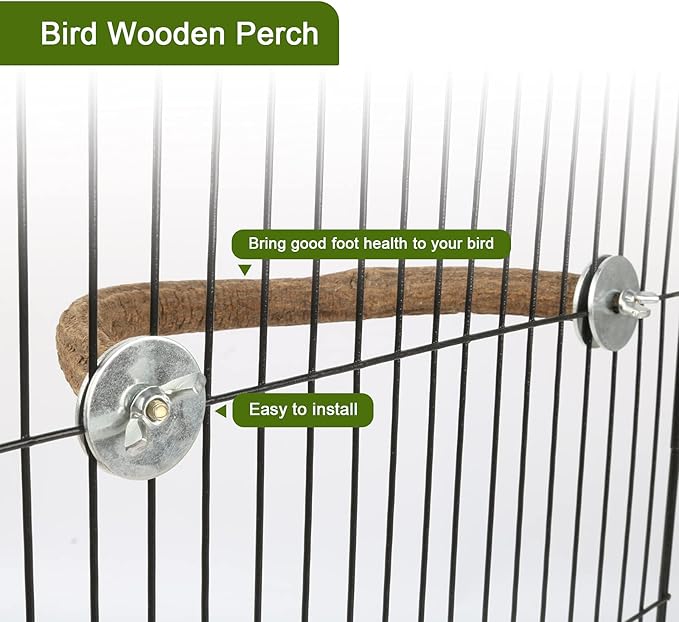 Rypet Parrot Natural Wood Stand Perch, Swing U Shape Natural Parrot Perch, U Shape Bird Chewing Stand Stick, Bird Cage Accessories for Parakeet, Conure, Cockatiel, Budgie, Lovebirds,Amazon Parrots